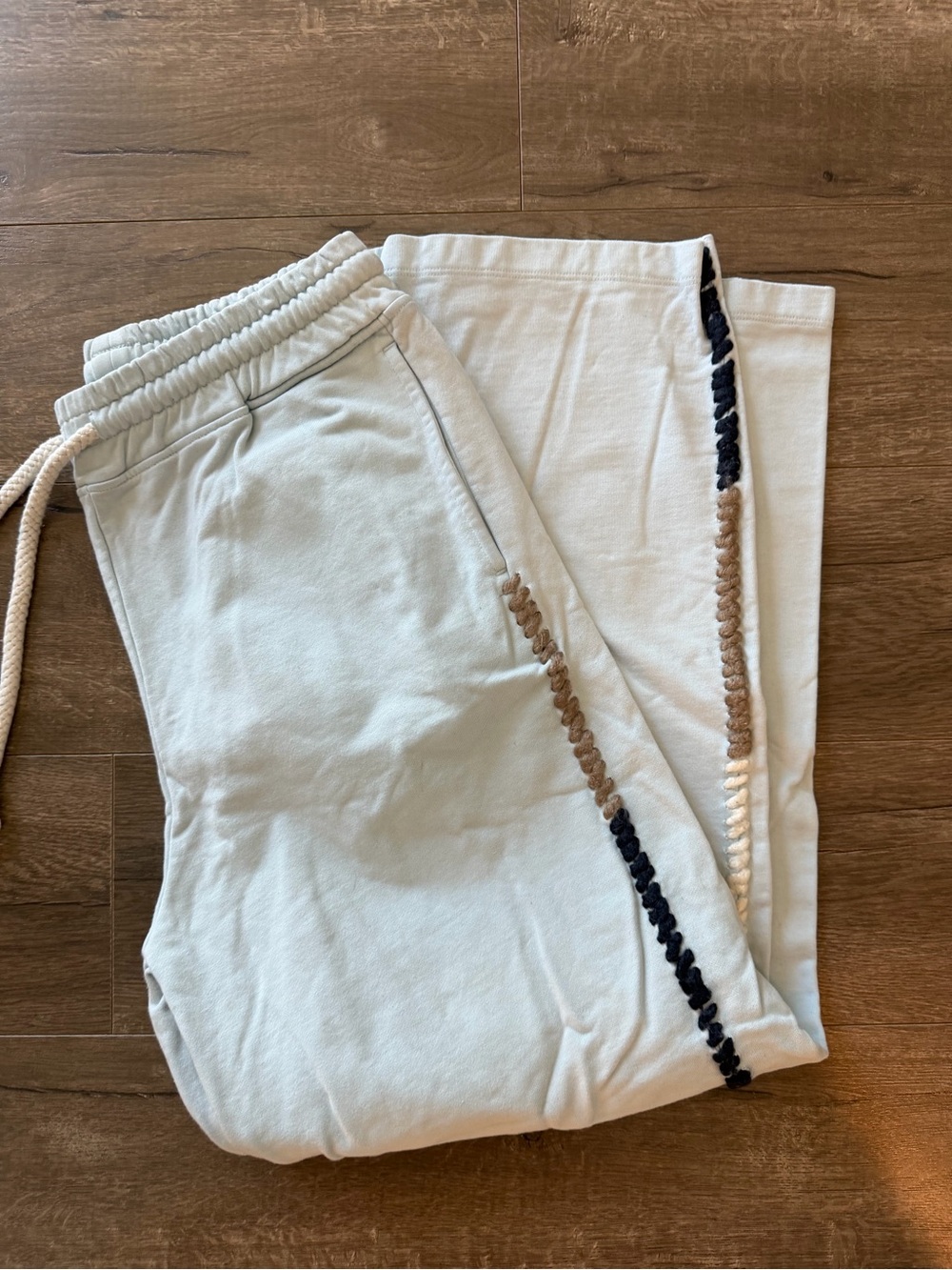 Womens JW Anderson Neutral Cream Jogger Pants with Contrast Stitching